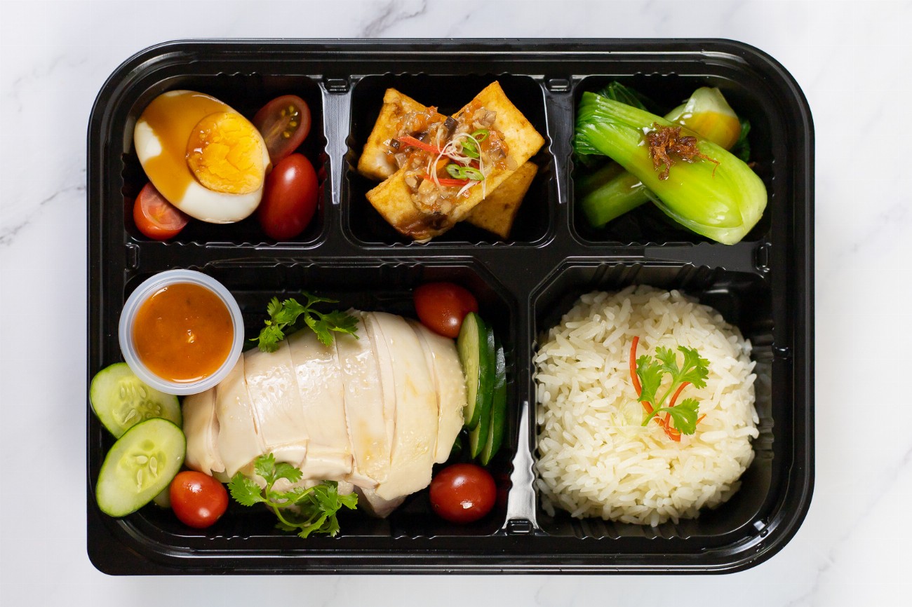 Traditional Hainanese Chicken Rice Bento